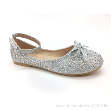 Girls flat shoes Rhinestone flash material ballet shoes